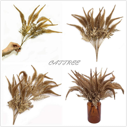 CATTREE Artificial Plants for Christmas, Plastic Grass Faux Shrubs Fake Leaves Simulation Setaria Bushes Home Indoor Outdoor Garden Wedding Festiv...