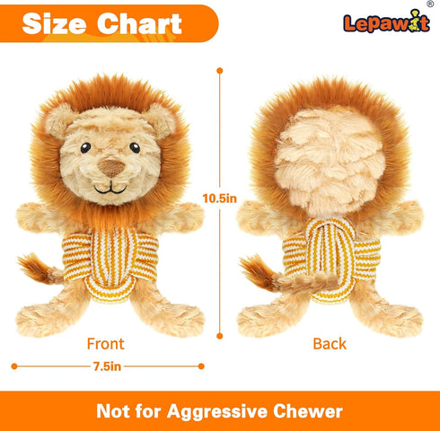 Squeaky Dog Toys, Cute Lionet with Rope for Teething, Sturdy Dog Chew Toys for Small and Medium Dogs...