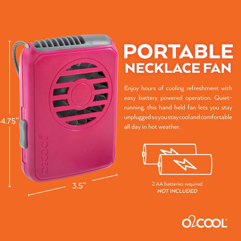 O2COOL Deluxe Necklace Fan, Raspberry, 2 Units New title: O2COOL Deluxe Necklace Fan, Pink, 2 Units...