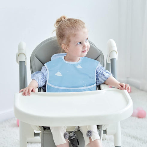 Little Dimsum 3 Pack baby waterproof bib easy to clean feeding weaning bib adjustable closure suitable for children with large pockets for 6-36 mo...