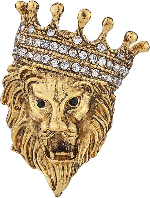 Rhinestone Tiger Head Brooch Pins for Men,Animal Lapel Pins Lion Wolf Head Coat Collar Brooch Vintage Lapel Pin Brooch Safety Pin Men Suit Accesso...
