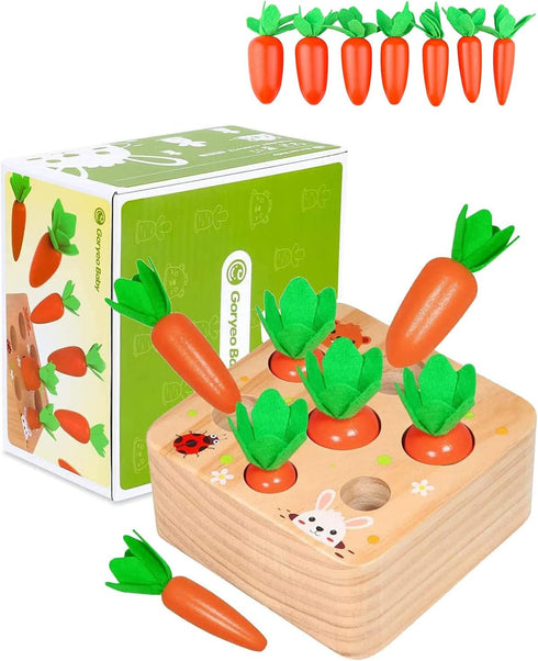 Montessori Educational Toys Wooden Carrots Harvest Shape Size Sorting Games for Matching Puzzle Gift Preschool Learning for Boys Girls Kids Toddle...