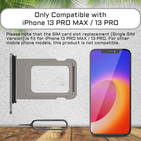 for iPhone 13 Pro Max Black SIM Card Tray Replacement Single SIM Version for iPhone 13 Pro SIM Slot Adapter 13Promax Card Holder with SIM Ejector ...