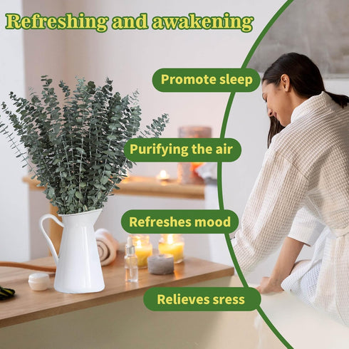 11 PCS Real Dried Eucalyptus for Shower Hanging Decor- 17'' Large Eucalyptus Stems Shower Plants from Fresh Eucalyptus Leaves for Shower, Shower S...