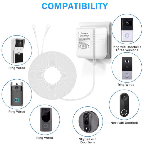 Video doorbell Special Power Transformer,18V500MA doorbell Power Adapter Compatible with Ring, Eufy, Nest, Wyze, Arlo Wireless Video doorbell 18 V...