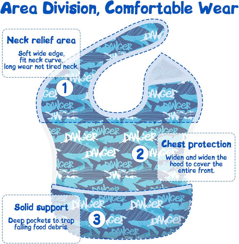 Mess Proof Baby Bibs, Waterproof Baby Apron for Boy and Girl, Kids Essentials for Travel Baby Bibs for Eating, Feeding Bibs Age:0-3 Years Old ?Sha...