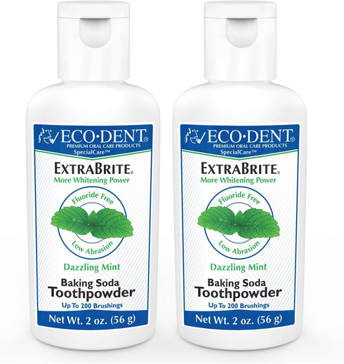 Eco-Dent ExtraBrite Baking Soda Toothpowder, Mint - Fluoride-Free Toothpaste Powder, SLS-Free Tooth Powder with Oxidizing Calcium Peroxide, Whiten...