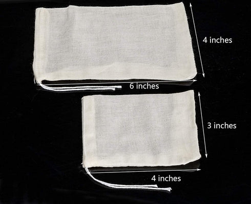 20 Pcs Muslin Drawstring Bags - Natural Unbleached Cotton Straining Herbs Cheesecloth, Coffee Tea Brew, Soup Gravy Broth Stew, Bone Broth Brew, Sp...