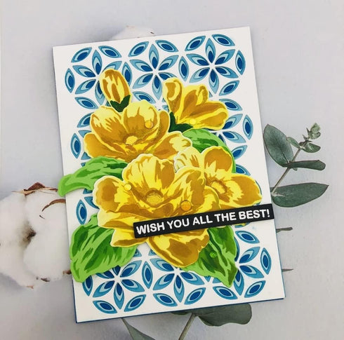 Alinacutle 5pc Peony Flower Layering Stencils & 1set Frame Dies Set Plastic Stencil with Frames Metal Cutting Die Cut for DIY Art Craft Paper Craf...