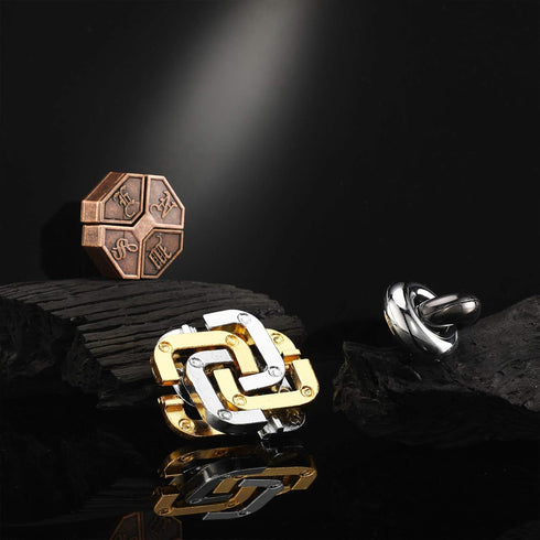 3 Pieces Brain Teaser Metal Puzzle Toy, Handheld 3D Unlock Interlocking Puzzle, Metal Knot Puzzle Mind Games for Adults Teens Educational Toy Gift...