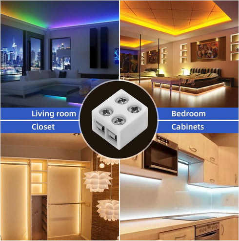 2-Pin 8mm Solderless LED Strip Connectors, Reliable and Easy-to-Install, Solidly Connected LED Light Connectors...