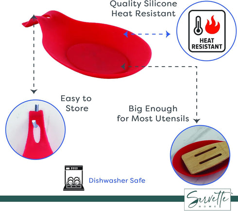 Silicone Spoon Rest for Kitchen Spoon Holder - Red...