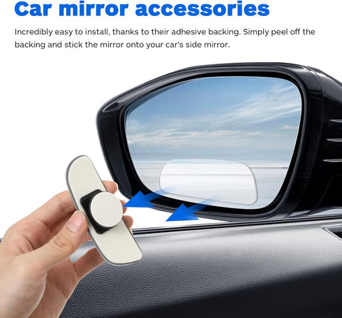 2PCS Blind Spot Mirror, Frameless Rectangular Blind Spot Car Mirror, Upgrade HD Glass Wide Angle Mirror, 360° Adjustable Convex Rear View Mirror f...