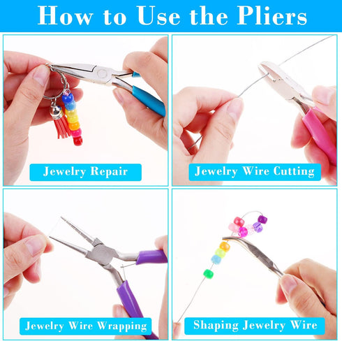 Jewelry Pliers, Shynek 4pcs Jewelry Making Tools Kit with Needle Nose Pliers/Chain Nose Pliers, Round Nose Pliers, Wire Cutters and Bent Nose Plie...