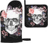 Halloween Skull and Flowers Day of The Dead Oven Mitts and Pot Holders Sets,Heat Resistant Non-Slip Cooking Gloves with Cotton Lining for Kitchen ...