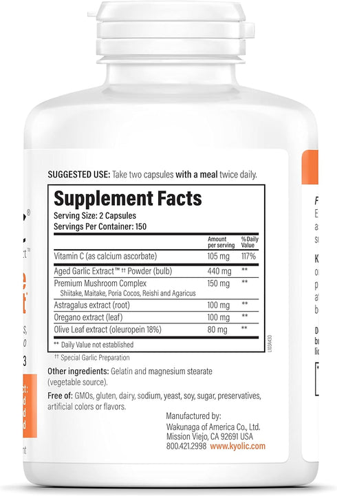 Kyolic Aged Garlic Extract Formula 103 Immune Support, 300 Capsules (Packaging May Vary)...