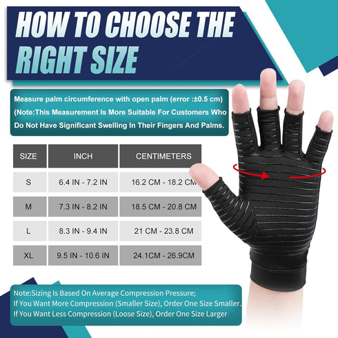 DRNAIETY Copper Arthritis Compression Gloves- Arthritis Gloves for Men & Women, Relieve Hand Rheumatoid, RSI, Joint Pain, Tendonitis, Swelling, An...