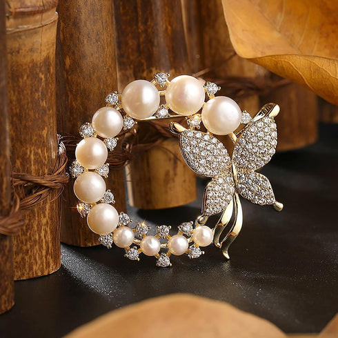 Fashion Pearl Circle Brooch Pins for Women, Women's Brooch Gift, Brooches Jewelry Accessories for Wedding, Anniversary, Banquet, Gift For Ladies...