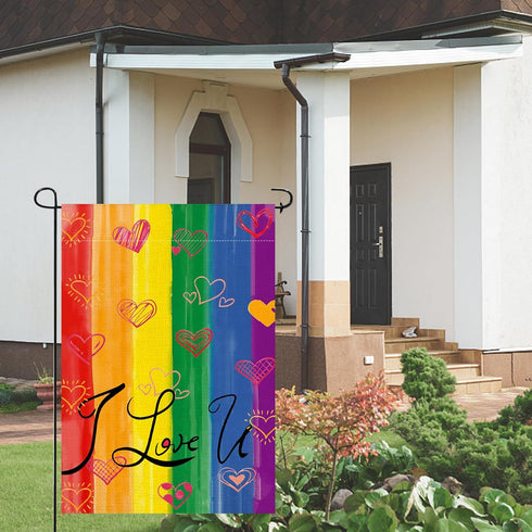 Pride Garden Flag, Gay Flag Pride Flag Outdoor Gay Pride Flag Rainbow Flag LGBTQ Flag, Heart Double-Sided Progress Pride Flag Garden Lawn Porch Ya...