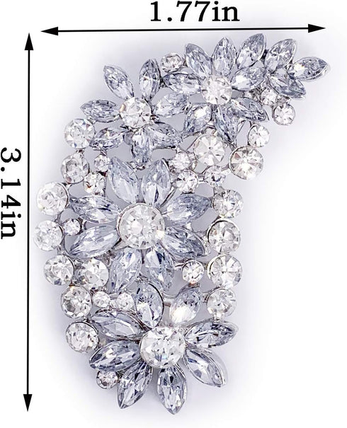 LAXPICOL Vintage Austrian Crystal Flower Leaf Bouquet Clusters Large Big Brooch Pin For Women Gold Tone...