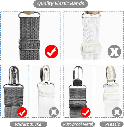 Bed Sheet Straps, Easy to Install Sheet Straps, Fitted Sheet Clips, Adjustable Sheet Fasteners, Say Goodbye to The Messy Sheets (Gray-4 Pcs)...