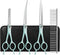 Professional Dog Grooming Scissors Set, 5 in 1 Dog Grooming Scissors Kit, Curved Dog Scissors Pet Thinning Shears, Pet Grooming Supplies, Blue...