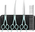 Professional Dog Grooming Scissors Set, 5 in 1 Dog Grooming Scissors Kit, Curved Dog Scissors Pet Thinning Shears, Pet Grooming Supplies, Blue...