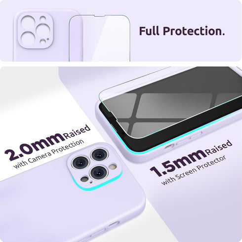 SURPHY Compatible with iPhone 13 Pro Case with Screen Protector, (Camera Protection + Soft Microfiber Lining) Liquid Silicone Phone Case 6.1 inch ...