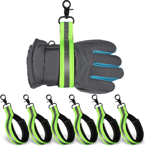 6 Pcs Firefighter Glove Strap Heavy Duty Gear Glove Safety Holder Straps with Green Reflective Trim Firefighting Gear Accessories for Work Glove F...