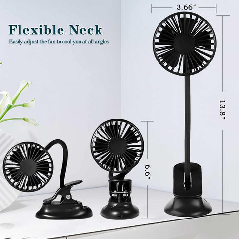 Clip on Fan Usb Mini Fan Battery Operated Desk Fan with Emergency Power Bank, Baby Stroller Fan Rechargeable Personal Fan Flexible Neck 3 Speeds G...