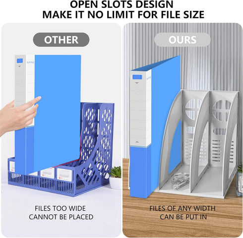 Lemical 3 Compartments Open Section Magazine File Holder Desk Organizer Book Rack Office Home Document Storage File Rack Kitchen Tool Organizer...
