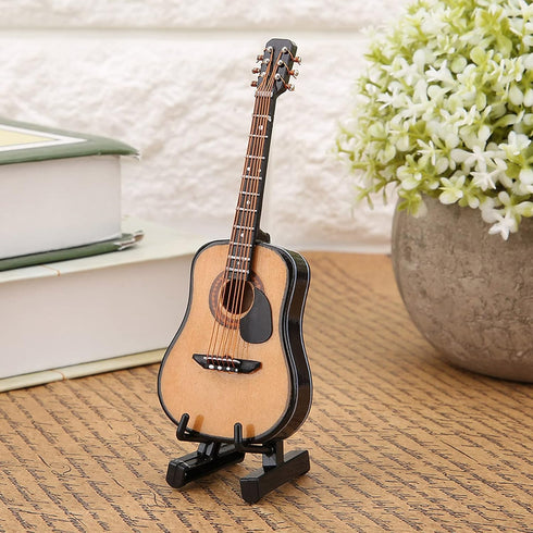 Miniature Guitar Model, Wooden Mini Guitar with Stand and Case, Dollhouse Guitar, Musical Instrument Model Home Decor(10CM)...