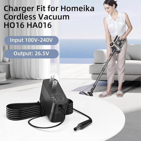 Power Cord for Homeika Cordless Vacuum H016 HA016 Cordless Handheld Stick Vacuum Cleaner 26.5V Charger Compatible with Homeika H016 HA016 20Kpa Po...