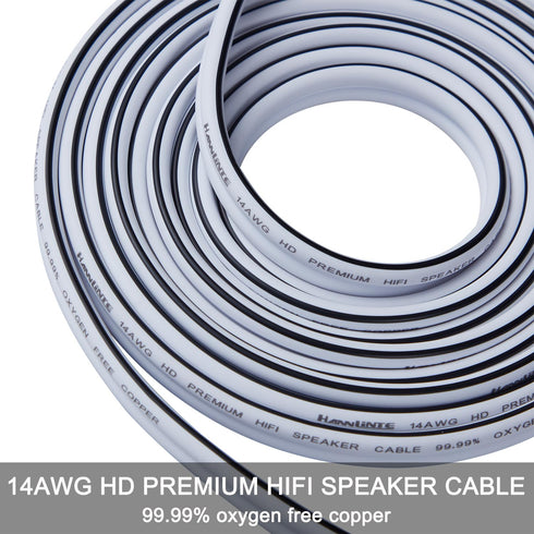 14 AWG HD Premium Soft Touch HiFi Speaker Cable with Banana Plugs (2 Pack, 6 Feet) 14 Gauge Banana Wire for Bi-Wire Bi-Amp HiFi Surround Sound Oxy...