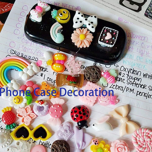 Chenkou Craft 50pcs Lots Mix Assort Easter DIY Flatbacks Resin Flat Back Scrapbooking Slime Beads Supplies for DIY Craft + 1pc Clear Box...