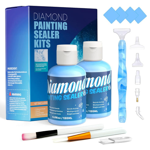 Diamond Painting Sealer Kits - High Gloss Sealer Glue for Diamond Art, with Resin Pen Tools and Accessories, Permanent Sparkle & Shine Effect Seal...
