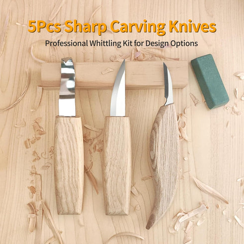 Wood Carving Tools Set - Wood Carving Knife Kit with Carving Hook Knife, Wood Whittling Knife, Detail Carving Knife, Whittling Kit for Kids Adults...