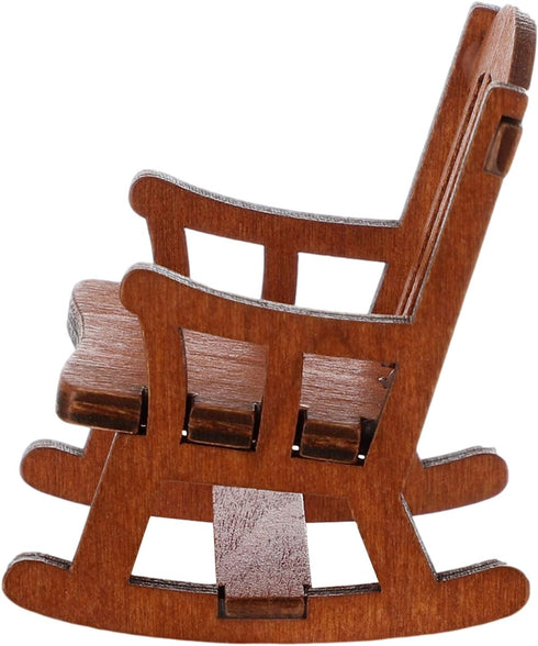 NUOBESTY Doll House Rocking Chairs Wooden Miniature Chairs Dollhouse Furniture Ornament Decor for Dollhouse Accessories Brown...