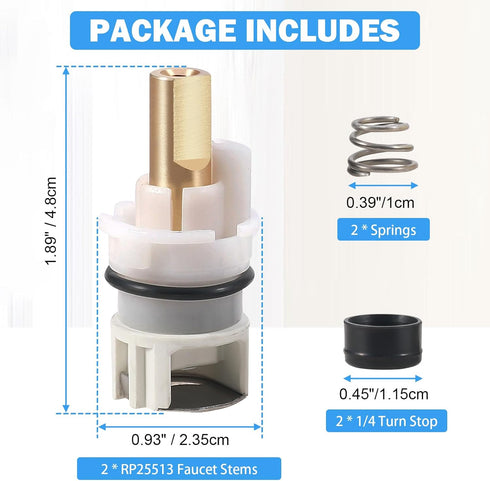 RP25513 Faucet Stem Assembly Compatible with Delta Two Handle Faucet Repair Kit with RP4993 Rubber Seat and Spring, Replacement Stems Cartridges f...