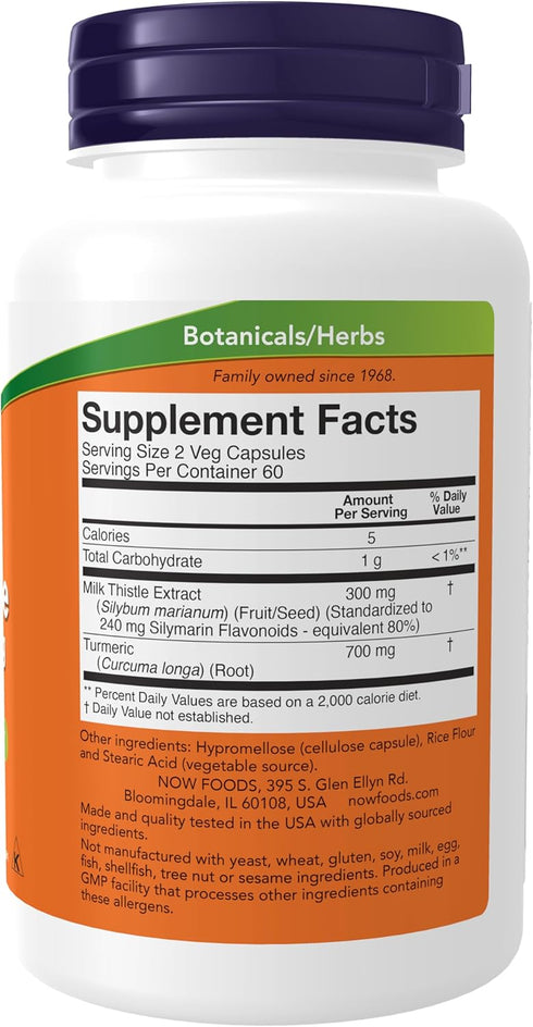 NOW Supplements, Silymarin Milk Thistle Extract 150 mg with Turmeric, Supports Liver Function*, 120 Veg Capsules...