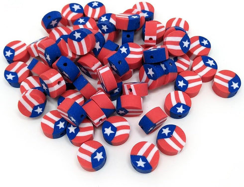 Puerto Rico Flag Beads - 300pcs Round Clay Fashion Jewelry...