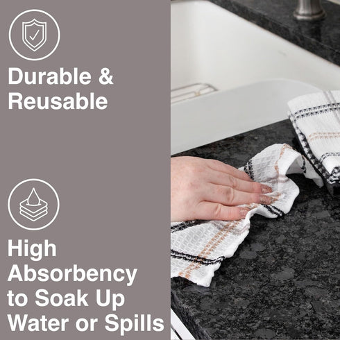 T-FAL Premium Waffle Dish Cloths: Highly Absorbent, Super Soft Long Lasting - 100% Cotton, 12"x13" Flat Waffle Dish Towel for Cleaning & Drying Di...