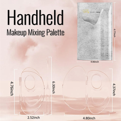 Erinde Handheld Makeup Mixing Palette, Acrylic Transparent Mixing Foundation Tray for Makeup Artist and Beginner, Lipstick Eyeshadow Foundation Co...