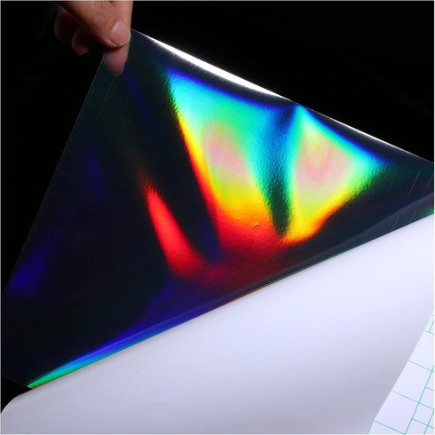 Bleidruck 25 Sheets 8.25x11.7 Inches Clear Holographic Premium Cold Laminated Film Holographic Overlay Laminating Self Adhesive Film...