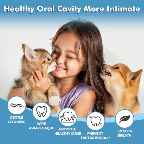 Pet Dental Care Finger Wipes, Pet Teeth Cleaning Wipes for Cats and Dogs, Dog Teeth Wipes, Freshen Breath, Reduce Plaque & Tartar, 2Pack, 100PCS...