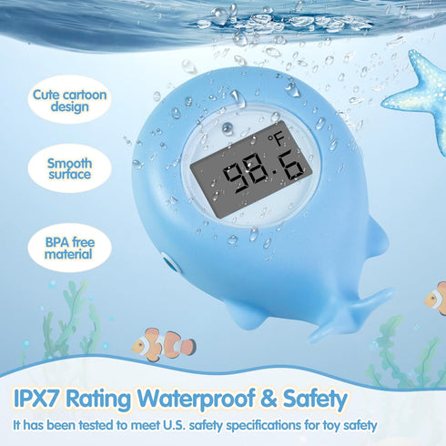 Baby Bath Thermometer, Whale Bath Thermometer Baby Safety, BPA-Free Bath Tub Thermometer, Temp Warning Water Thermometer & Room Thermometer, Bath ...