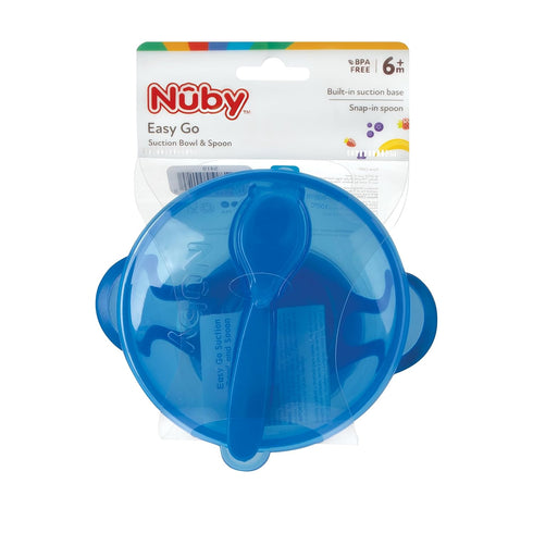 Nuby Easy Go Suction Bowl with Lid and Snap-in Spoon, Colors May Vary...