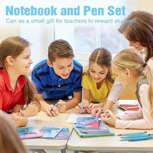 24 Pcs Marble Mini Notebooks with Ballpoint Pens Set Metal Crystal Diamond Pens Pretty Fancy Pens Gifts Marble Pocket Notepads Mini Journals Noteb...