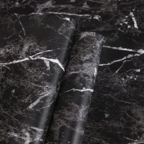 Abyssaly Black Marble Paper Granite Wallpaper 15.7" X 118" Countertop Peel and Stick Self Adhesive Thickening for Kitchen Bathroom and Furniture...