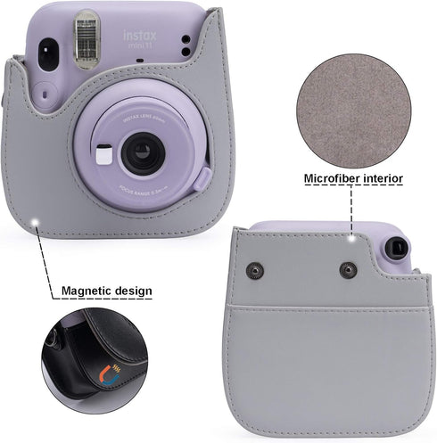 Frankmate Protective Case for Fujifilm Instax Mini 12 11 Instant Camera - Premium PU Leather Bag Cover with Removable Adjustable Strap (Cute Bear)...